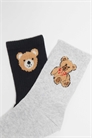 Набор из 2 пар носков с вышивкой в виде плюшевого мишки артикул 151055077