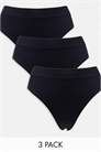 Набор из 3-х бесшовных бразильских трусиков с высокой талией и ребристой отделкой артикул 132659408
