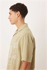 Рубашка свободного кроя из льна с аппликационной вышивкой артикул 152630205