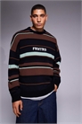 Свободный вязаный свитер в полоску с рисунком на груди артикул 152625393