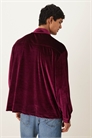 Рубашка свободного кроя из велюра с вышивкой артикул 153643195