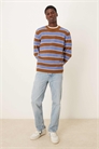 Свободный вязаный свитер с круглым вырезом и полосками артикул 151699960