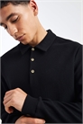 Свитшот с воротником-поло и ребристой отделкой, черный артикул 154079606
