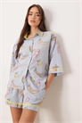 Комплект ночного белья с тропическим рисунком в виде полосок, с короткими рукавами артикул 153021036