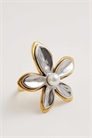 Эксклюзивное регулируемое кольцо в форме цветка из нержавеющей стали с покрытием из 18-каратного золота артикул 154971629