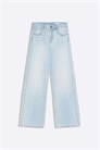 Джинсы свободного кроя с заклепками и низкой посадкой артикул 155949151