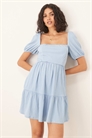 Летнее мини-платье с короткими рукавами и завязками на спине артикул 143378483