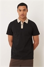 Тяжелая рубашка-поло с контрастным воротником черного цвета артикул 151671922