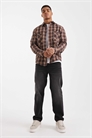 Рубашка с карманом в коричневую клетку артикул 152190200