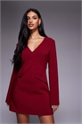 Эксклюзивное мини-платье с V-образным вырезом и длинными рукавами, сшитое на заказ артикул 152830176