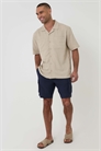 Рубашка с короткими рукавами из смесовой ткани с эффектом льна свободного кроя артикул 155739814