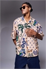 Рубашка свободного кроя с принтом и отложным воротником артикул 148923449