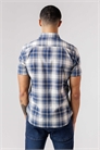 Хлопковая рубашка с коротким рукавом, клетчатым узором и нагрудным карманом артикул 155974502