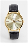 Мужские аналоговые часы Jackson диаметром 40 мм с круглым корпусом из золотого сплава, черным кожаным ремешком и золотым циферблатом артикул 1857188