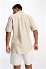 Рубашка с короткими рукавами из смесовой ткани с добавлением льна артикул 129013906