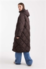 Стеганое пальто-пуховик макси с капюшоном артикул 143262057