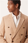 Двубортный пиджак классического кроя из смесовой ткани с добавлением льна артикул 140702469