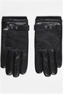 Элегантные перчатки из искусственной кожи под крокодил черного цвета артикул 148195561