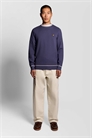 Свитер средней плотности с вязаными вставками и круглым вырезом артикул 156051318