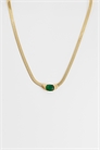 Ожерелье с плоской змеиной цепочкой и подвеской из зеленого кристалла артикул 154852955