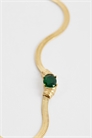 Ожерелье с плоской змеиной цепочкой и подвеской из зеленого кристалла артикул 154852955