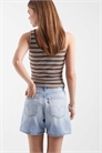Джинсовые шорты с зауженной талией и длиной до середины бедра артикул 142435561