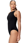 Однотонный купальник с высоким вырезом артикул 155412119