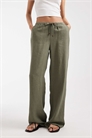 Штаны с широкими брючинами из смешанного льна светло-хаки артикул 154140006