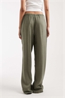 Штаны с широкими брючинами из смешанного льна светло-хаки артикул 154140006