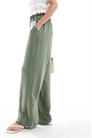Льняные брюки с завышенной талией и широкими брючинами артикул 134087330