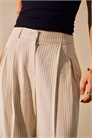 Штаны с широкими брючинами из льна с полосками кремового цвета артикул 140707702