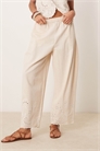 Брюки с широкими штанинами из смешанного льна с вышивкой и волнистым краем co-ord артикул 140413864