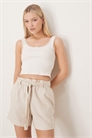 Шорты с завязкой на талии из смешанного льна кремового цвета артикул 140859901