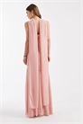 Макси-платье для подружки невесты из шифона с завязками за шеей и шарфом, с прозрачной юбкой артикул 153113232