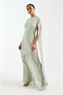 Макси-платье для подружки невесты с прозрачной шифоновой юбкой и шарфом артикул 153113526