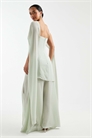 Макси-платье для подружки невесты с прозрачной шифоновой юбкой и шарфом артикул 153113526