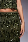 Макси-юбка из сетки с пайетками, зеленого цвета артикул 154833123