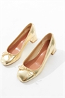 Туфли Steffie с бантиком и средним каблуком золотого цвета артикул 133567639