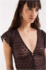 Топ с V-образным вырезом и застежкой на пуговицах из кружева от Yeslin артикул 154868136