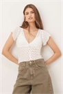 Топ с V-образным вырезом и застежкой на пуговицах из кружева от Yeslin артикул 154868137