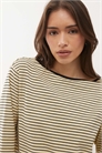 Топ с длинными рукавами, лодочным вырезом и полосками от Kumiko артикул 154832754