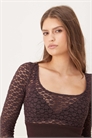 Топ Nolita с длинными рукавами, ребристой талией и кружевом артикул 154868142