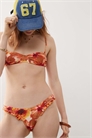 Топ бикини с рюшами и принтом в виде пали-гибискуса артикул 142512212