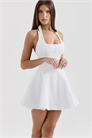 Белое мини-платье Loulette с завязками на шее и бантиком артикул 151056119