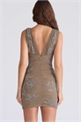 Мини-платье Iolana из бежевого тюля с ручной отделкой артикул 153408186
