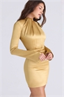 Мини-платье Amala из атласа золотистого цвета с длинными рукавами артикул 152799618