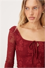 Топ с длинными рукавами и завязками спереди из жаккардовой ткани с цветочным узором артикул 152667245