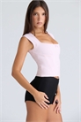Розовый топ-корсет с короткими рукавами артикул 151560830