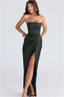Макси-платье Carelle лесного зеленого цвета из атласа без бретелек артикул 153023547