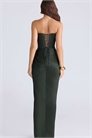 Макси-платье Carelle лесного зеленого цвета из атласа без бретелек артикул 153023547